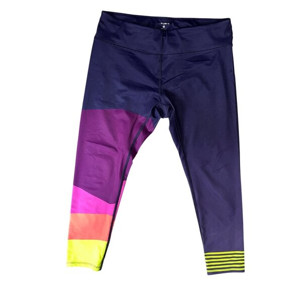 Layer 8 Colorblock Activewear Leggings Sz Large Quick-Dry Stretch Neon - Picture 9 of 9